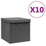 Vidaxl -Speicherboxen mit Deckel 10 ST 28x28x28 cm Grau