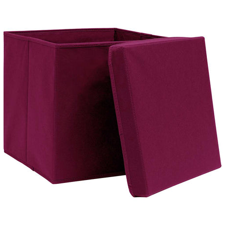 Vidaxx Aufbewahrungsboxen mit Deckel 4 Stück 28x28x28 cm dunkelrot