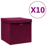 Vidaxx Aufbewahrungsboxen mit Deckel 10 Stück 28x28x28 cm dunkelrot