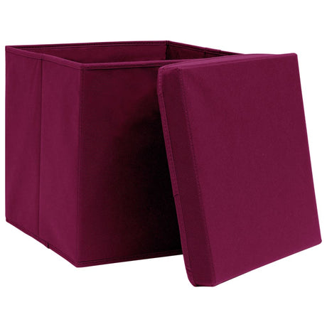Vidaxx Aufbewahrungsboxen mit Deckel 10 Stück 28x28x28 cm dunkelrot