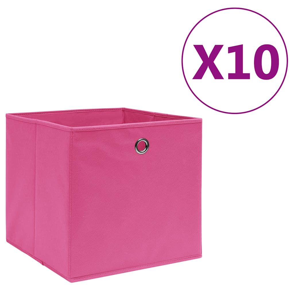 VIDAXL -Speicherboxen 10 ST 28x28x28 cm Nicht -verwobenes Stoff rosa