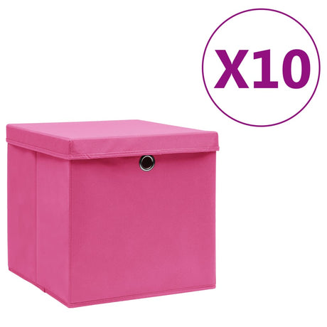 Vidaxx Aufbewahrungsboxen mit Deckel 10 Stück 28x28x28 cm rosa