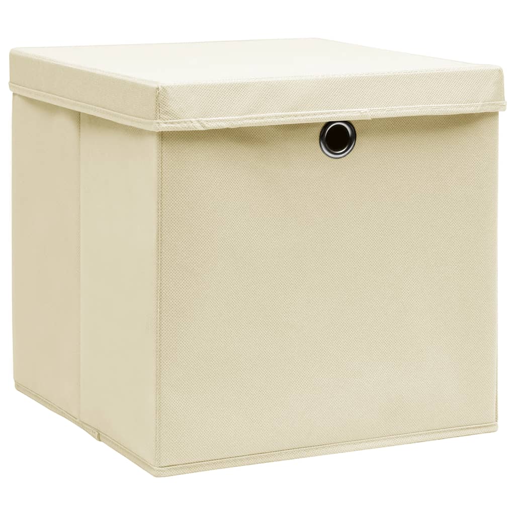 Vidaxx Aufbewahrungsboxen mit Deckel 4 Stück 28x28x28 cm cremefarben