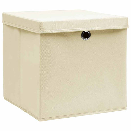 Vidaxx Aufbewahrungsboxen mit Deckel 4 Stück 28x28x28 cm cremefarben