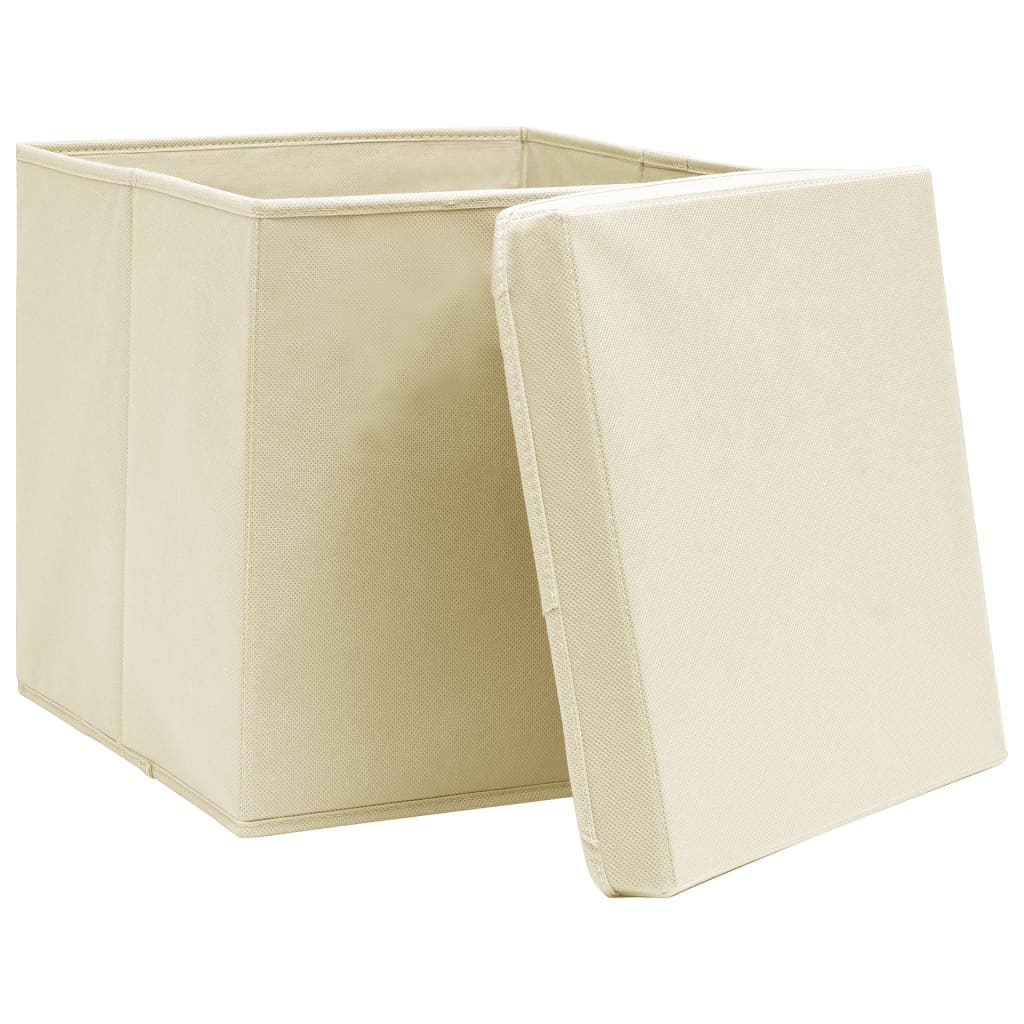 Vidaxx Aufbewahrungsboxen mit Deckel 4 Stück 28x28x28 cm cremefarben