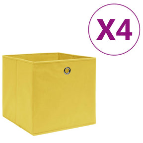 VIDAXL -Speicherboxen 4 PCs 28x28x28 cm Nicht -verwobener Stoff gelbgelb