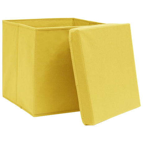 Vidaxl -Speicherboxen mit Deckel 10 ST 28x28x28 cm Gelb
