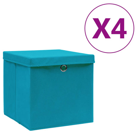 VIDAXL -Speicherboxen mit Deckel 4 PCs 28x28x28 cm Babyblau