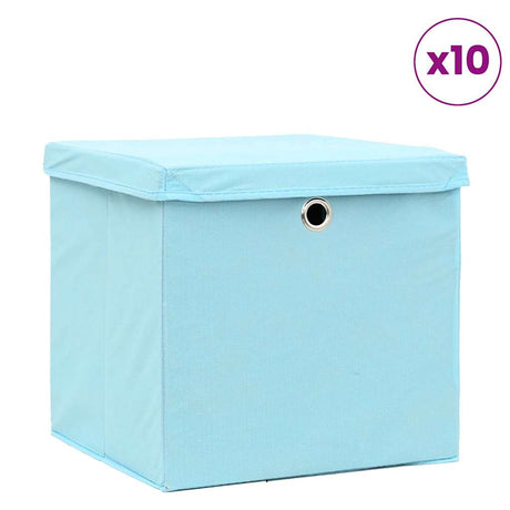 Vidaxl -Speicherboxen mit Deckel 10 ST 28x28x28 cm Baby Blau