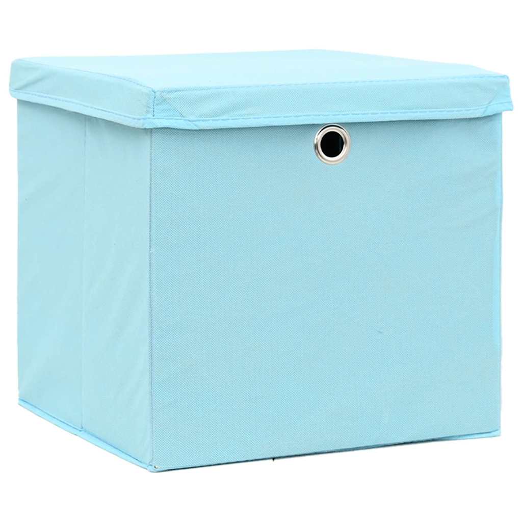Vidaxl -Speicherboxen mit Deckel 10 ST 28x28x28 cm Baby Blau