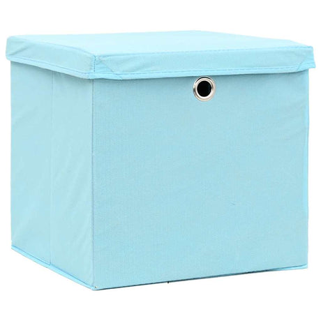 Vidaxl -Speicherboxen mit Deckel 10 ST 28x28x28 cm Baby Blau