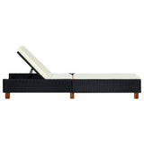 Vidaxl ligbed met kussen poly rattan zwart