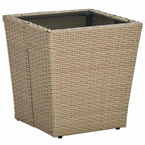 Vidaxl salontafel 41,5x41,5x44 cm poly rattan en gehard glas beige