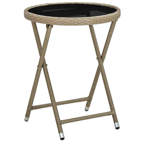 Vidaxl salontafel 60 cm poly rattan en gehard glas beige