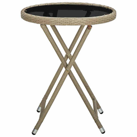 Vidaxl salontafel 60 cm poly rattan en gehard glas beige