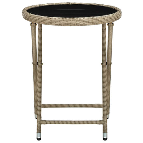 Vidaxl salontafel 60 cm poly rattan en gehard glas beige