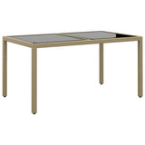 Vidaxl tuintafel 150x90x75 cm gehard glas en poly rattan beige