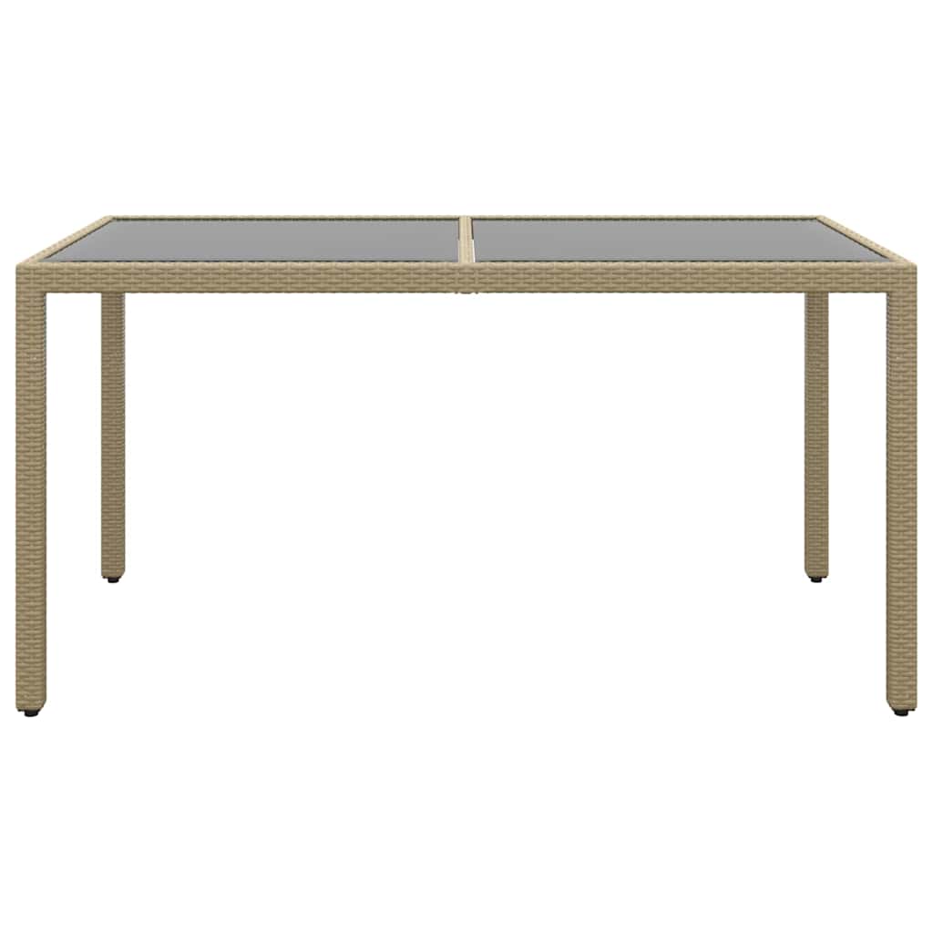 Vidaxl tuintafel 150x90x75 cm gehard glas en poly rattan beige