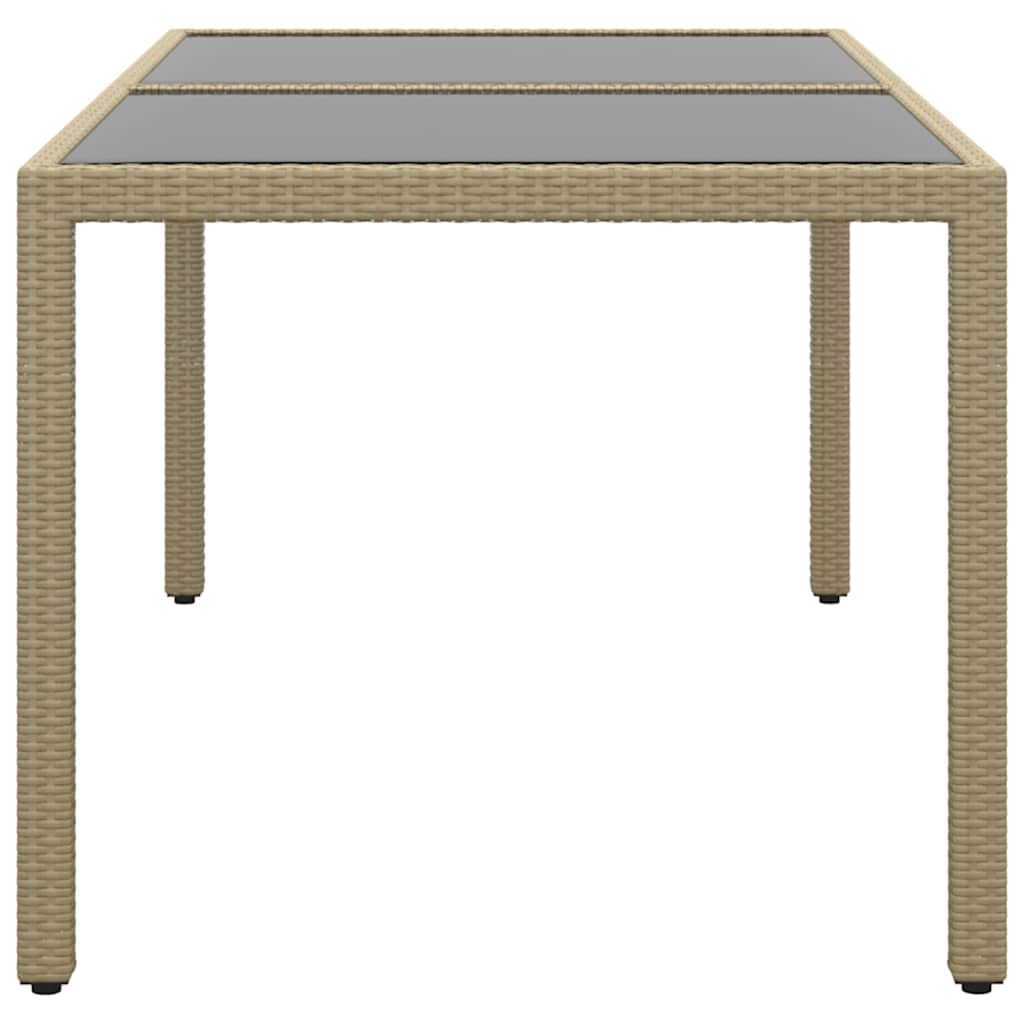 Vidaxl tuintafel 150x90x75 cm gehard glas en poly rattan beige