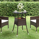 Vidaxl tuintafel ø60x75 cm gehard glas en poly rattan bruin
