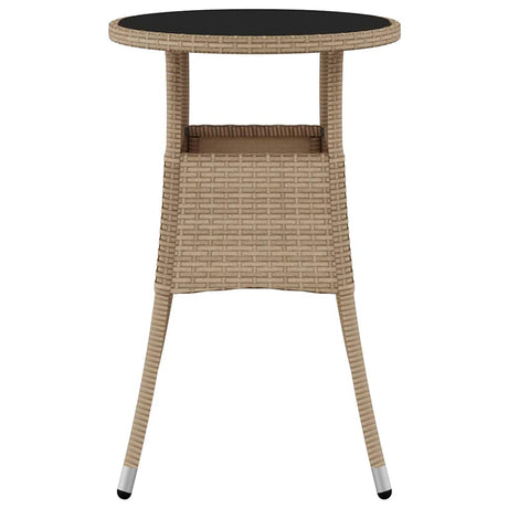 Vidaxl tuintafel ø60x75 cm gehard glas en poly rattan beige