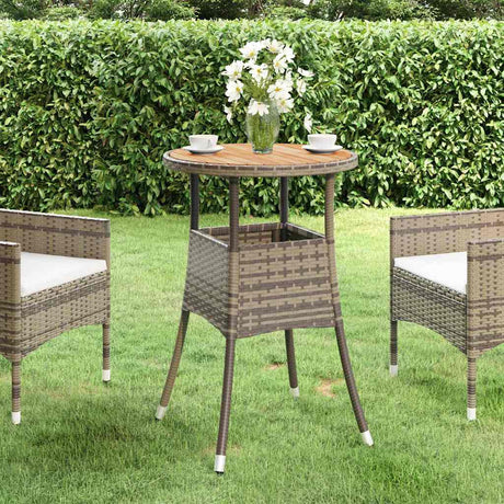 Vidaxl tuintafel ø60x75 cm acaciahout en poly rattan grijs