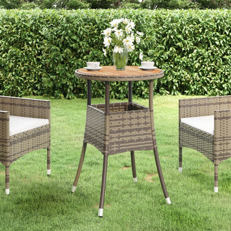 Vidaxl tuintafel ø60x75 cm acaciahout en poly rattan grijs