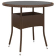Vidaxl tuintafel ø80x75 cm gehard glas en poly rattan bruin