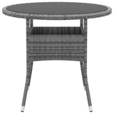 Vidaxl tuintafel ø80x75 cm gehard glas en poly rattan grijs