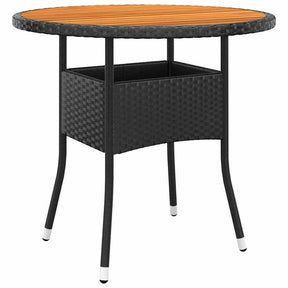 Vidaxl tuintafel ø80x75 cm acaciahout en poly rattan zwart