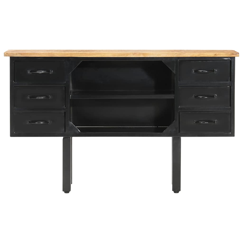 Vidaxl dressoir 110x30x65 cm massief ruw mangohout en staal