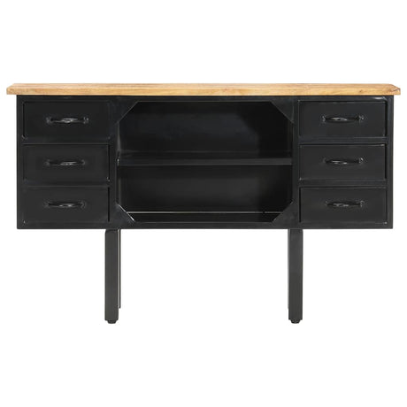Vidaxl dressoir 110x30x65 cm massief ruw mangohout en staal