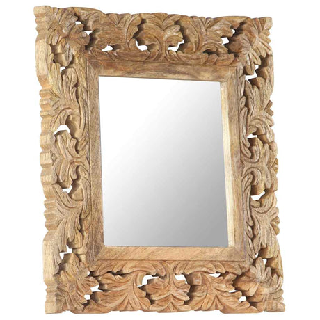 Vidaxl Mirror Hand -Schnitt 50x50 cm Festes Mangoholz braun
