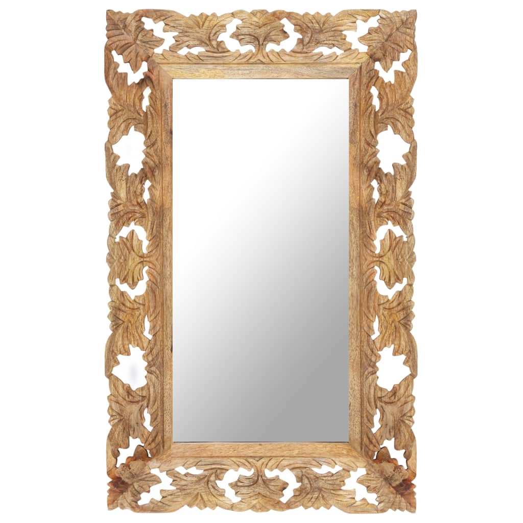 VidaXL Spiegel handgeschnitzt 80x50 cm massives Mangoholz braun