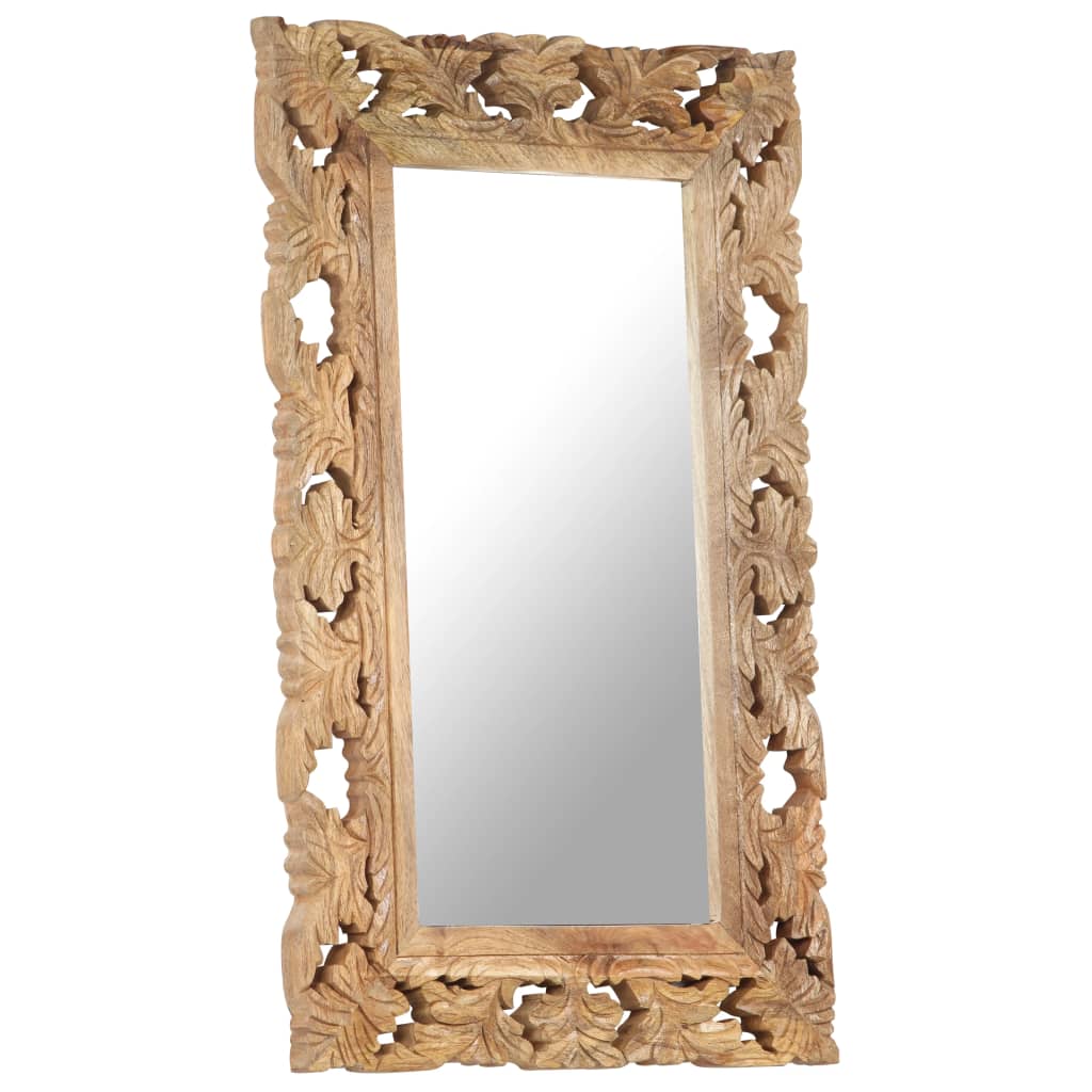 VidaXL Spiegel handgeschnitzt 80x50 cm massives Mangoholz braun