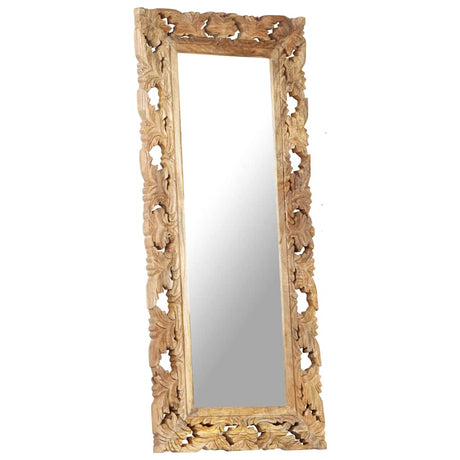 Vidaxx handgeschnitzter Spiegel 110x50 cm massives Mangoholz braun