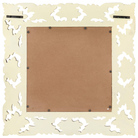 Vidaxl Mirror Hand -Schnitt 50x50 cm Festes Mangoholz weiß