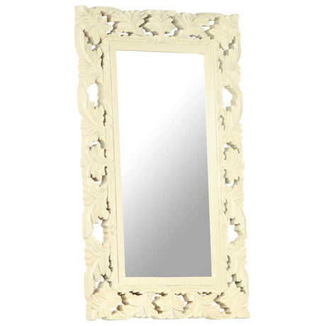 Vidaxl Mirror Hand -Schnitt 80x50 cm Festes Mangowood Weiß