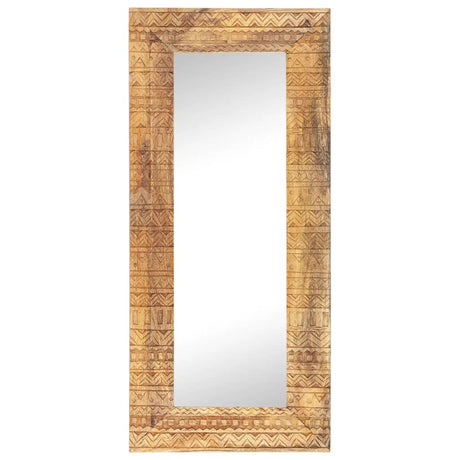 Vidaxx-Spiegel handgeschnitzt 110x50x2,5 cm aus massivem Mangoholz