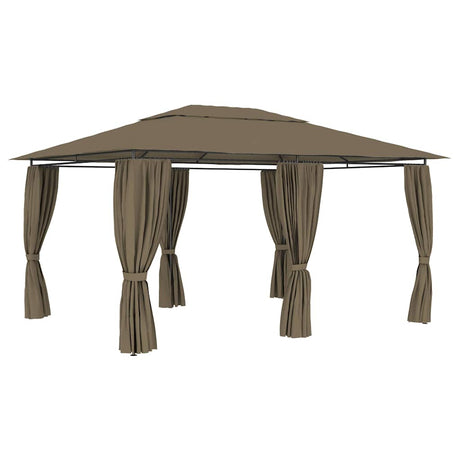 Vidaxxl Gartenpavillon mit Vorhängen 180 g m² 4x3 m Taupe