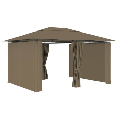 Vidaxxl Gartenpavillon mit Vorhängen 180 g m² 4x3 m Taupe