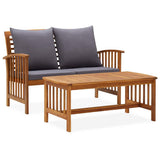 Vidaxl 2-delige loungeset met kussens massief acaciahout
