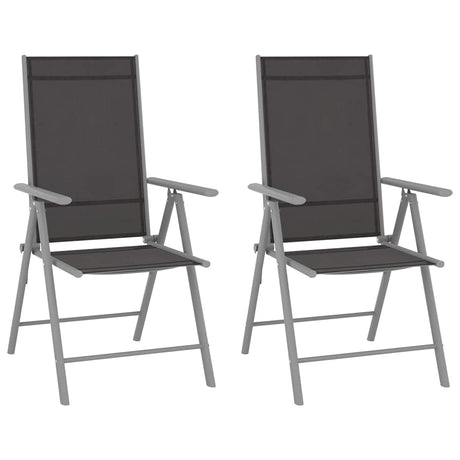 Vidaxl opklapbare stoelen, 2 stuks, textilene, zwart