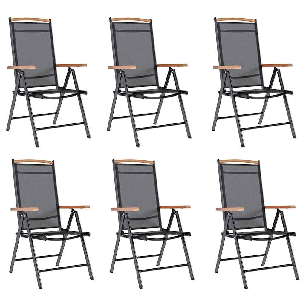 Vidaxl tuinstoelen 6 st inklapbaar textileen zwart