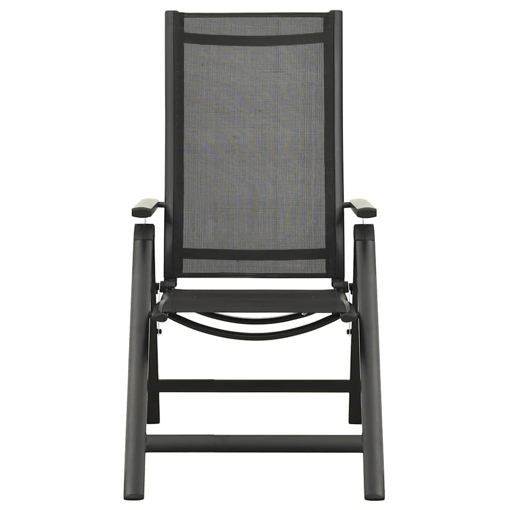 Vidaxl opklapbare stoelen, 2 stuks, van textiel en aluminium, zwart.