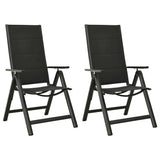 Vidaxl opklapbare stoelen, 2 stuks, van textiel en aluminium, zwart.