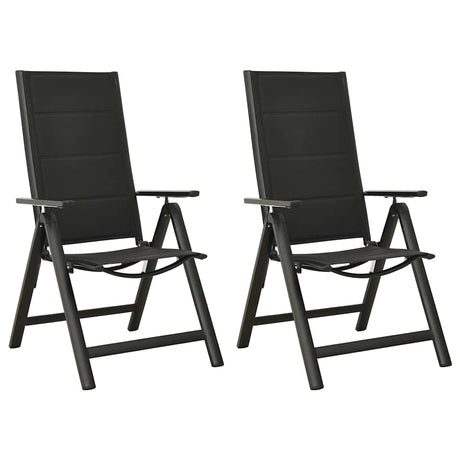 Vidaxl opklapbare stoelen, 2 stuks, van textiel en aluminium, zwart.