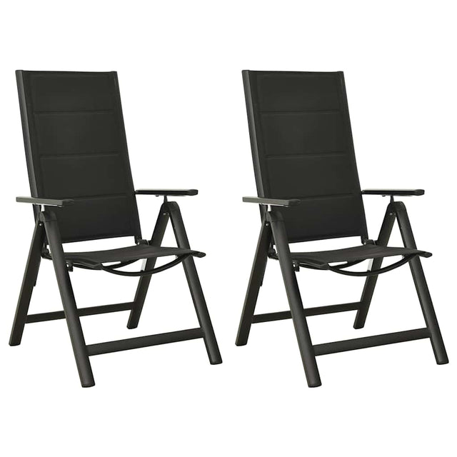 Vidaxl opklapbare stoelen, 2 stuks, van textiel en aluminium, zwart.