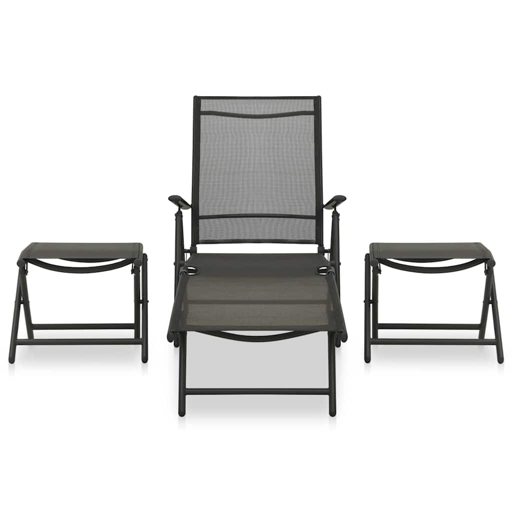 Vidaxl 3-delige loungeset textileen en aluminium zwart