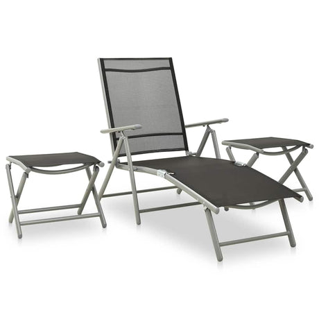 Vidaxl 3-delige loungeset textileen en aluminium zilverkleurig